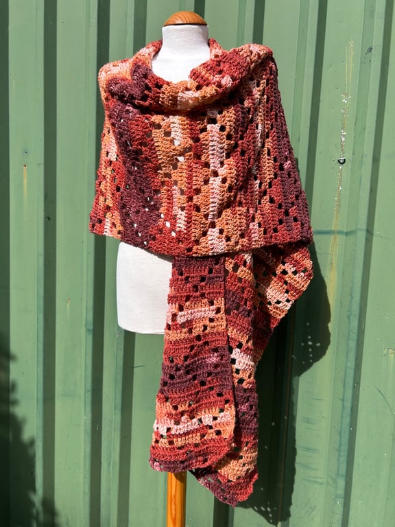 Autumn Ruana Wrap in Soft Wool Yarn