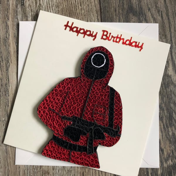Red light quilled birthday card