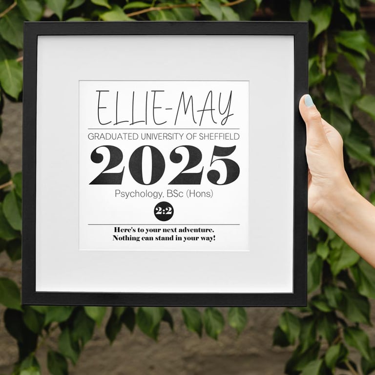 Personalised Graduation Print, student gift idea for him or her