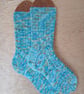 Socks, hand knitted, MEDIUM, adult size 5-6, Merino wool blend