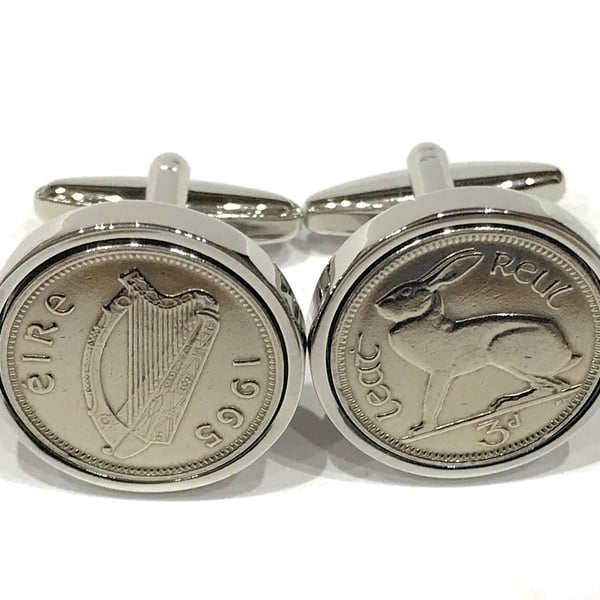 1965 Irish coin cufflinks - 1965 birthday cufflinks, 1965 