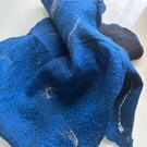 Hand Felted Merino Wool Scarf – Cobalt Blue Wearable Fiber Art – OOAK Artistic W