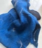 Hand Felted Merino Wool Scarf – Cobalt Blue Wearable Fiber Art – OOAK Artistic W