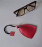 Glass, sunglasses handbag , utility bag cleaning cloth.