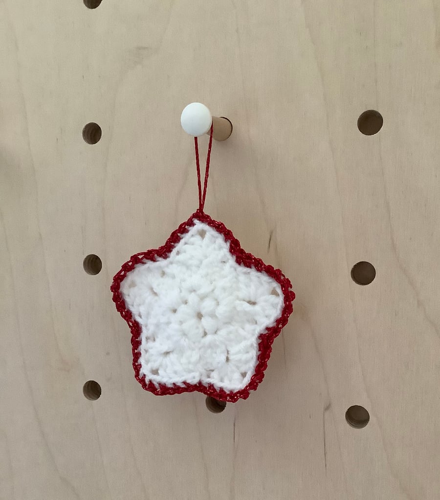 Crochet star, Christmas star decoration, tree decoration, white star