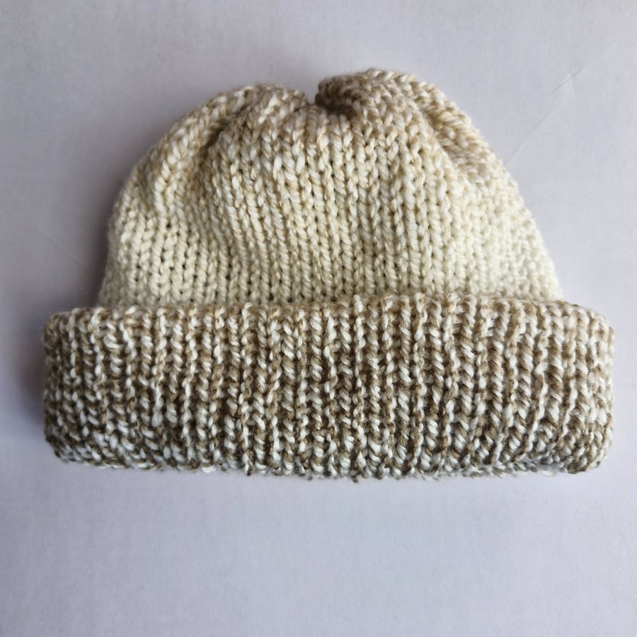 6-12 Month Beige Brown Wool Hat Unisex