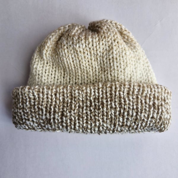6-12 Month Beige Brown Wool Hat Unisex