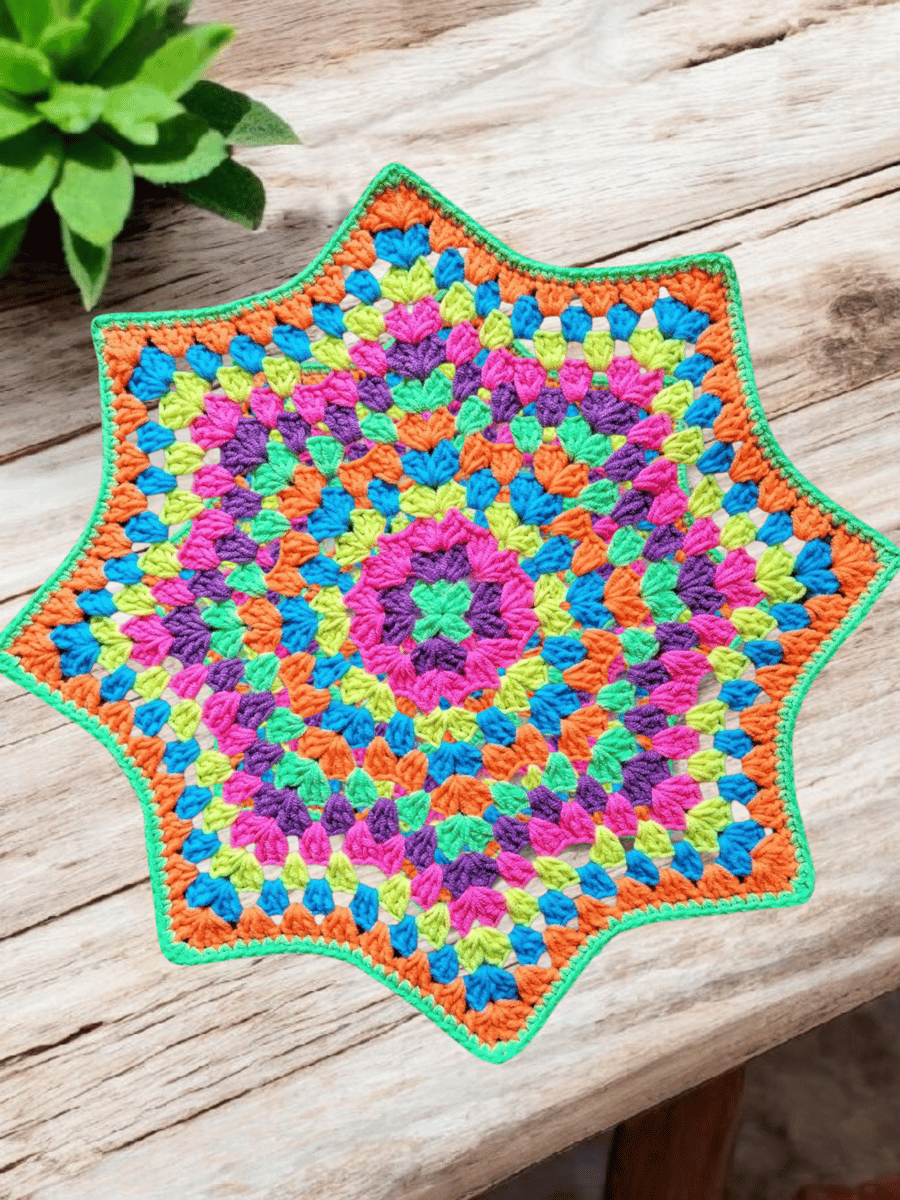 retro colourful granny star doily