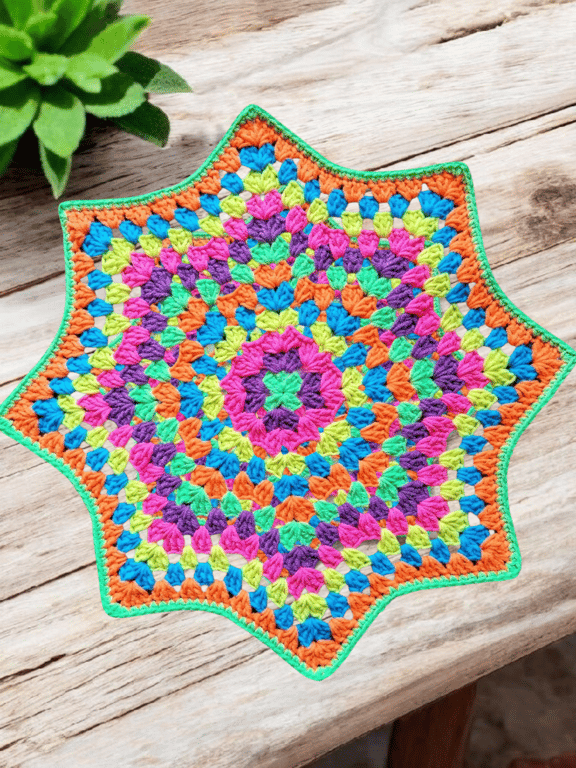 retro colourful granny star doily