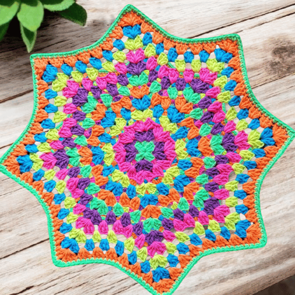retro colourful granny star doily