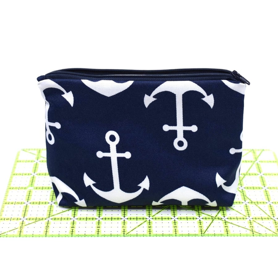 A nautical style water resistant zipped pouch.