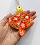 Orange Christmas Ornament with Red Florals