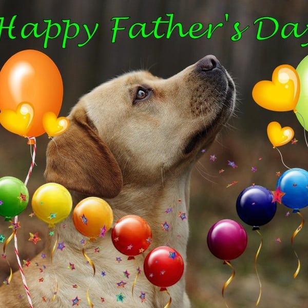 Father's Day Card Golden Retriever Labrador