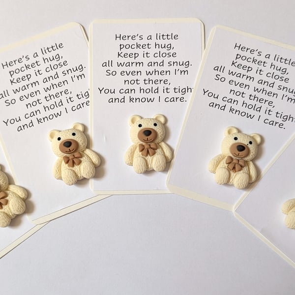 Pocket hugs - white teddy bears