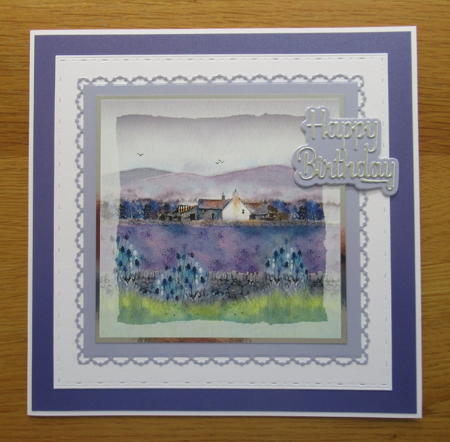 Lilac Fields - Large Birthday Card