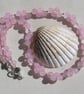 Rose Quartz Crystal Gemstone Beaded Chakra Statement Necklace "Amore"