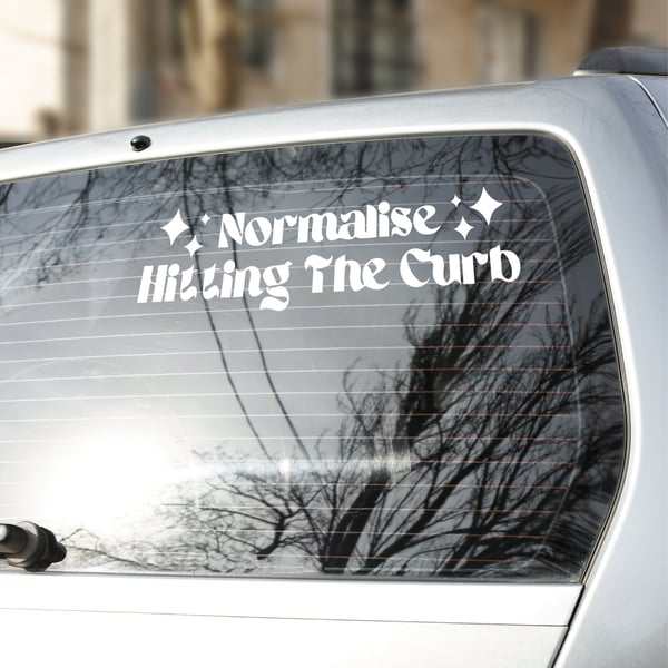Girly Car Sticker Normalise Hitting The Curb Funny Vinyl Decal Bumper Window
