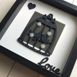 Black Birdcage in a Black Deep Frame