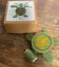 Needle felted green turtle with free ‘you are turtley awesome’ box.