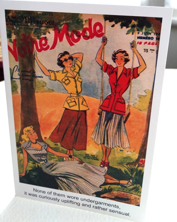 FEMINIST  WOMEN`S HUMEROUS CARD   "UNDERGARMENTS"     6X4 ins