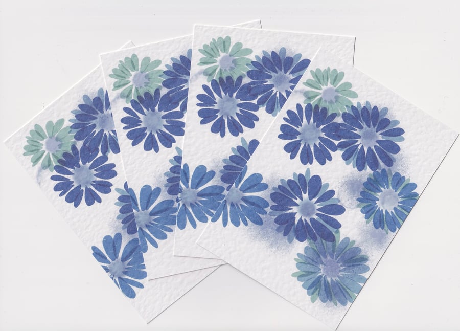 Blue Japanese Inspired Postcard Prints 