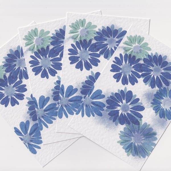 Blue Japanese Inspired Postcard Prints 
