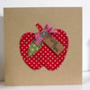 Polka Dot Fabric Apple Thank You Card