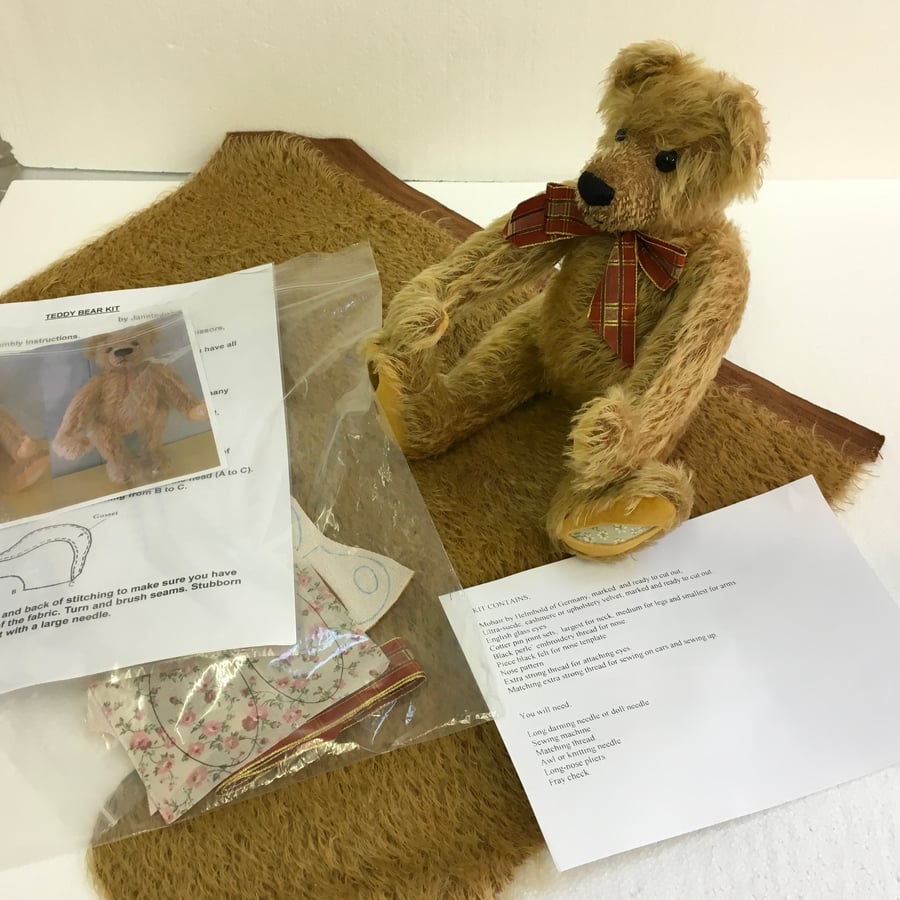 Make Your Own Mohair Teddy Bear. Ready Marked for You to Cut Out and Sew. KIT.