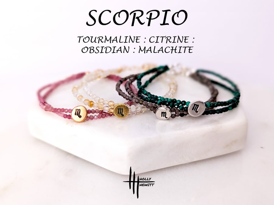 Scorpio Zodiac Healing Gemstone Beaded Bracelets