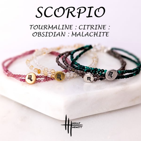 Scorpio Zodiac Healing Gemstone Beaded Bracelets