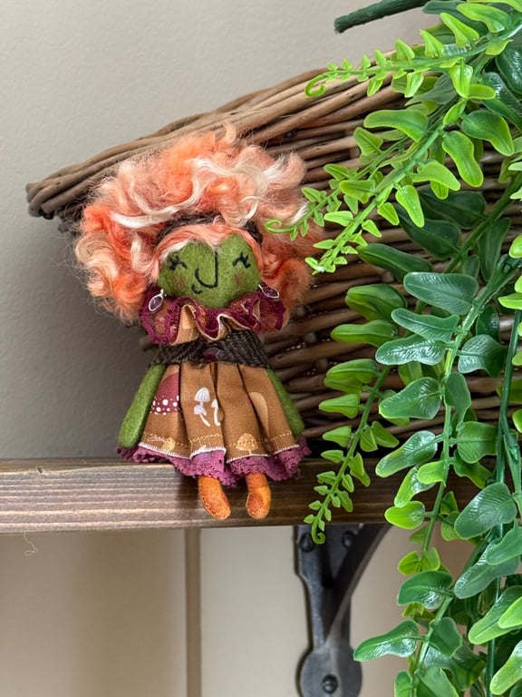 Warm Autumn Mushrooms Witch Art Doll