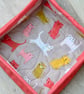 Quilted Fabric storage box with Cats and Coral Fabric - Image 4