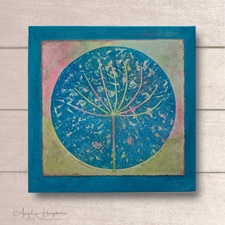 Lino Print on Waxed Paper - Seedhead