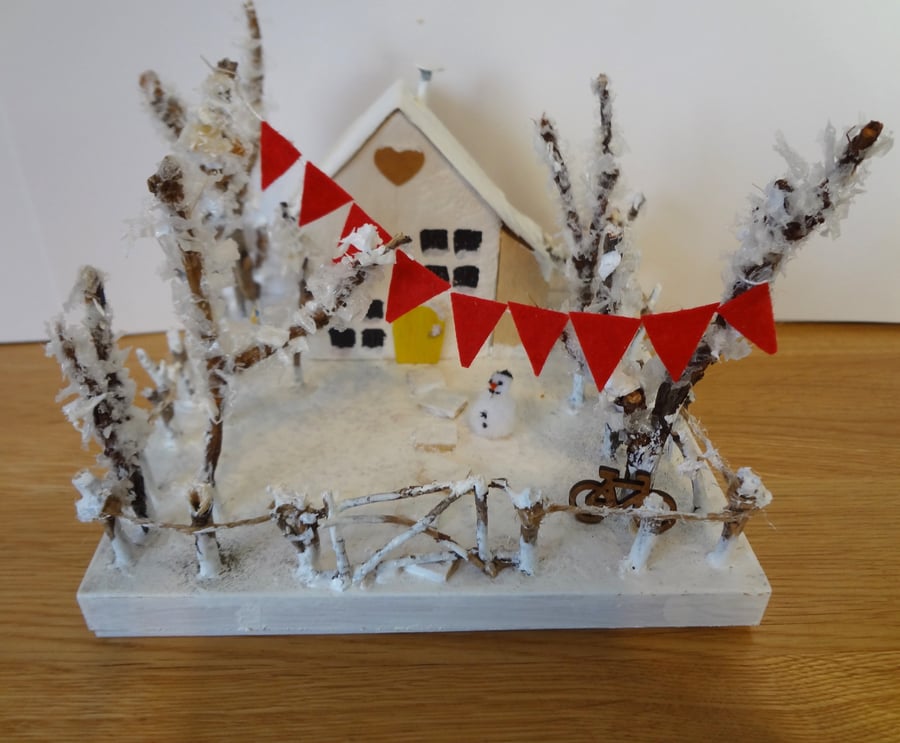 Xmas house and garden with bunting