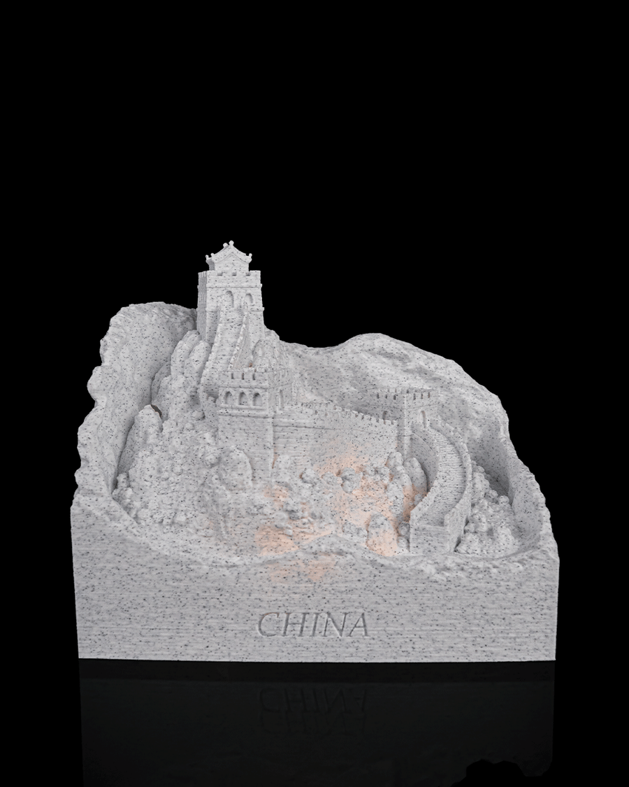 China wall USB Lamp – 20cm 3D Printed China Souvenir Night Light, Warm LED Desk