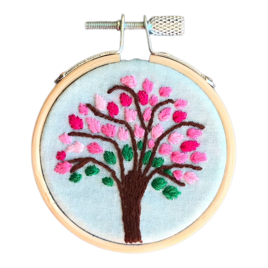 Embroidery hoop cherry blossom tree