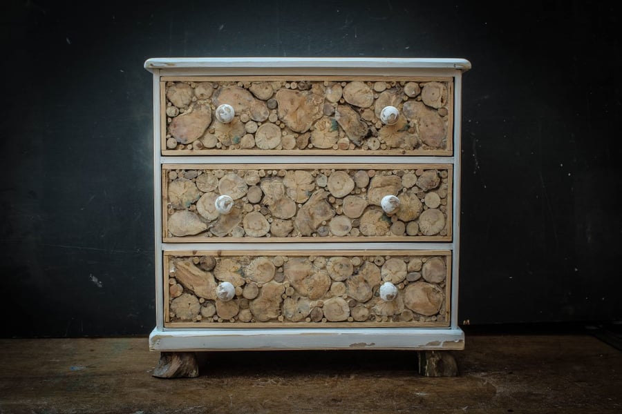 Three Draw Driftwood Chest,Driftwood Chest of Drawers,Driftwood Pine Chest 