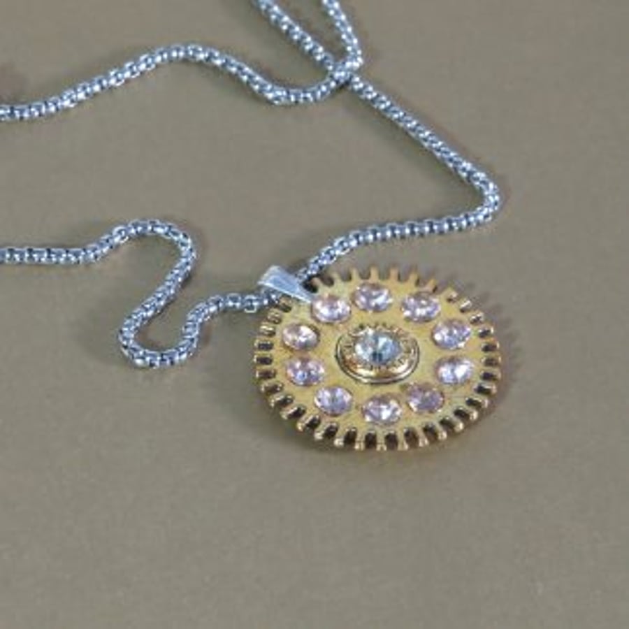 Hand Made Steampunk Pendant Necklace with Stainless Steel Chain and fastening.