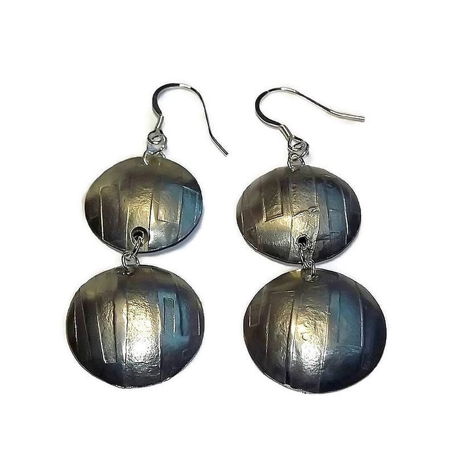 handmade pewter dome earrings