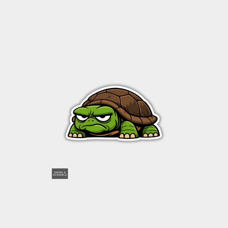 Funny Novelty Vinyl Sticker - Grumpy Tortoise    