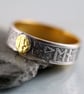 Silver Rune Ring with Gold Details Viking Arthur Wedding Ring - Image 2