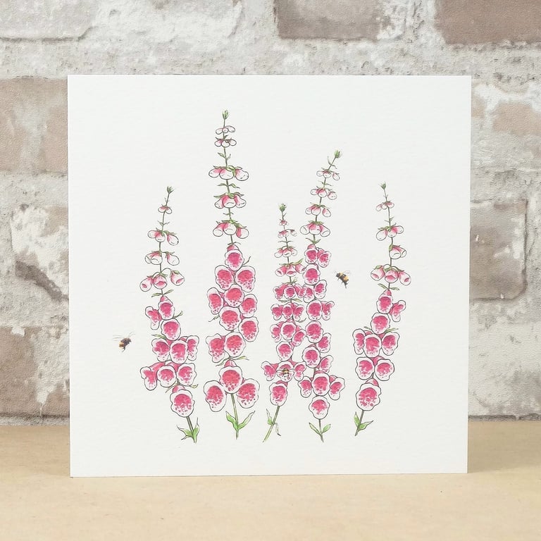 Card Foxglove Floral Card Garden Blank