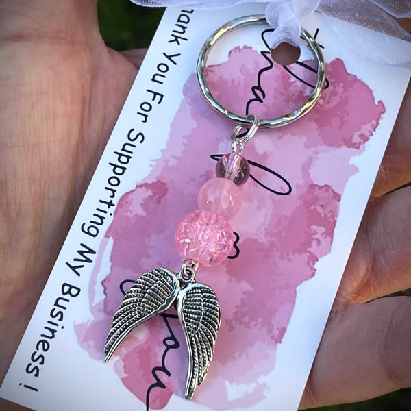 SALE Double Wings PINK Keyring 