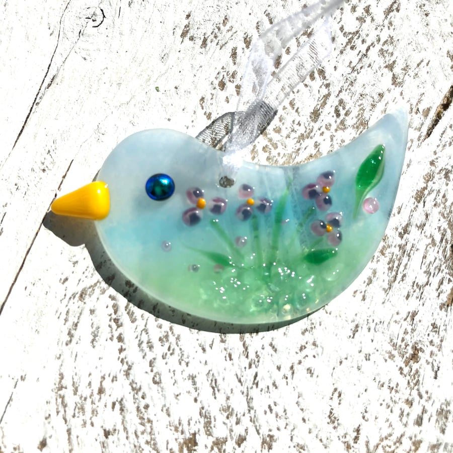 Just because... Meadow Glass Bird with personal message 