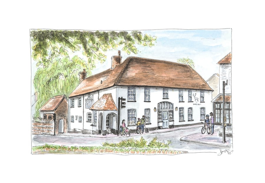 The White Hart Pub, Overton.  Open Edition Fine Art Print
