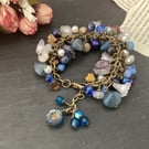 Beautiful glass beaded charm blue bracelet 