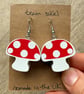 Toadstool Earrings - Statement Chunky Wooden Mushrooms Upcycled from Toys