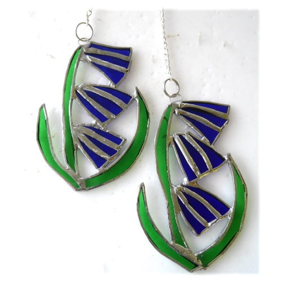 Bluebell Suncatcher Stained Glass Flower Blue 