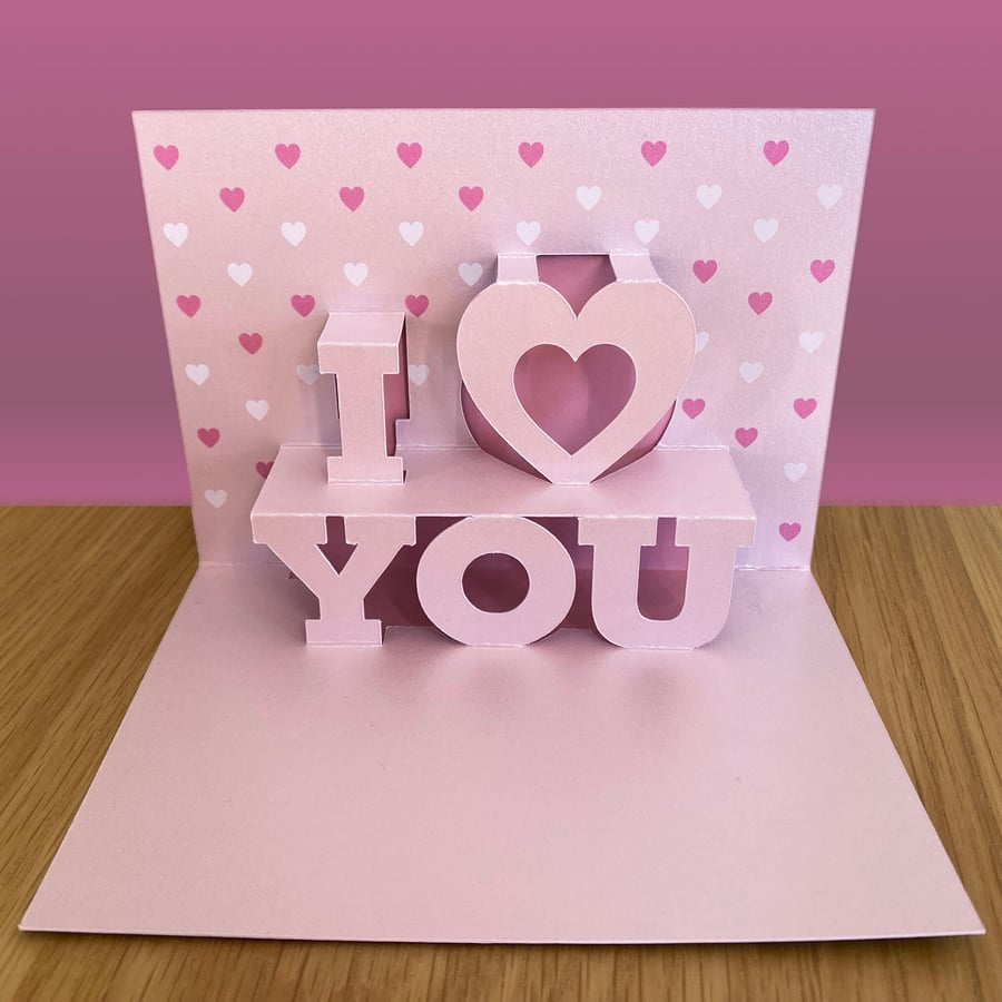 I love you Wedding anniversary pop-up 3D kirigami card