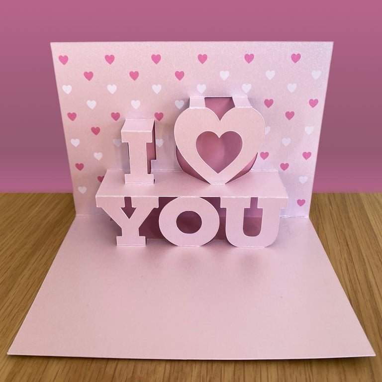 I love you Wedding anniversary pop-up 3D kirigami card